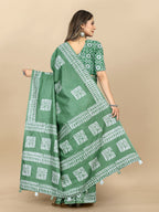 Vedant Vastram Designer Digital Print Batik Saree - Green