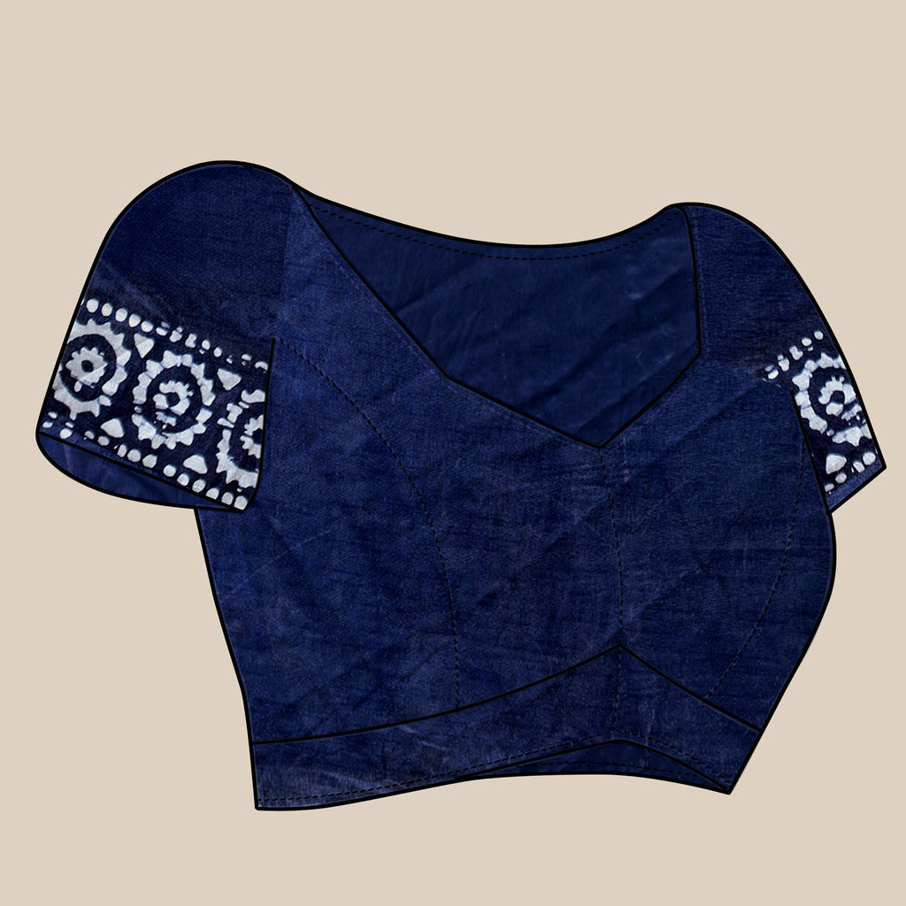 Vedant Vastram Designer Digital Print Batik Saree - Navy Blue
