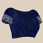 Vedant Vastram Designer Digital Print Batik Saree - Navy Blue