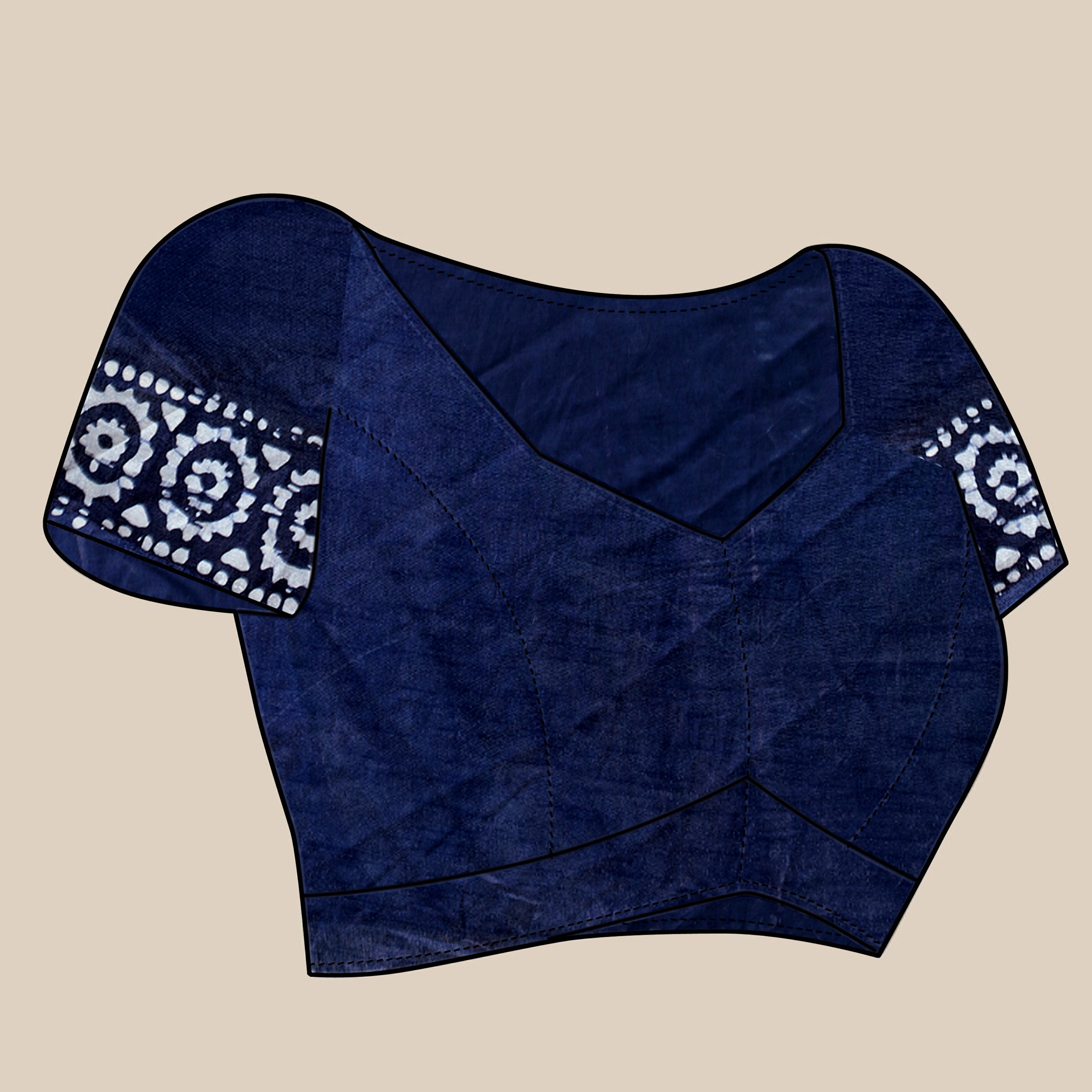 Vedant Vastram Designer Digital Print Batik Saree - Navy Blue