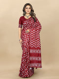 Vedant Vastram Designer Digital Print Batik Saree - Maroon