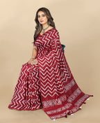 Vedant Vastram Designer Digital Print Batik Saree - Maroon