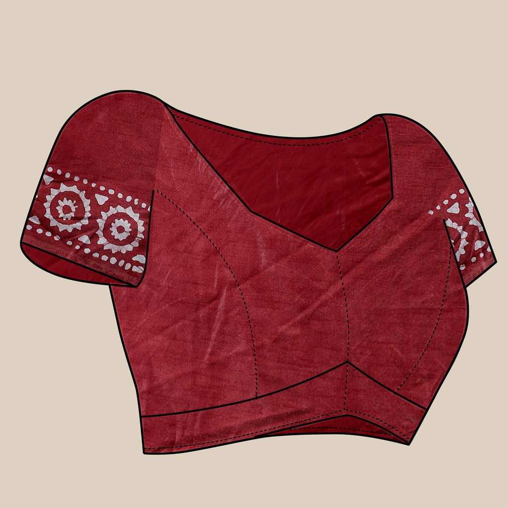 Vedant Vastram Designer Digital Print Batik Saree - Maroon