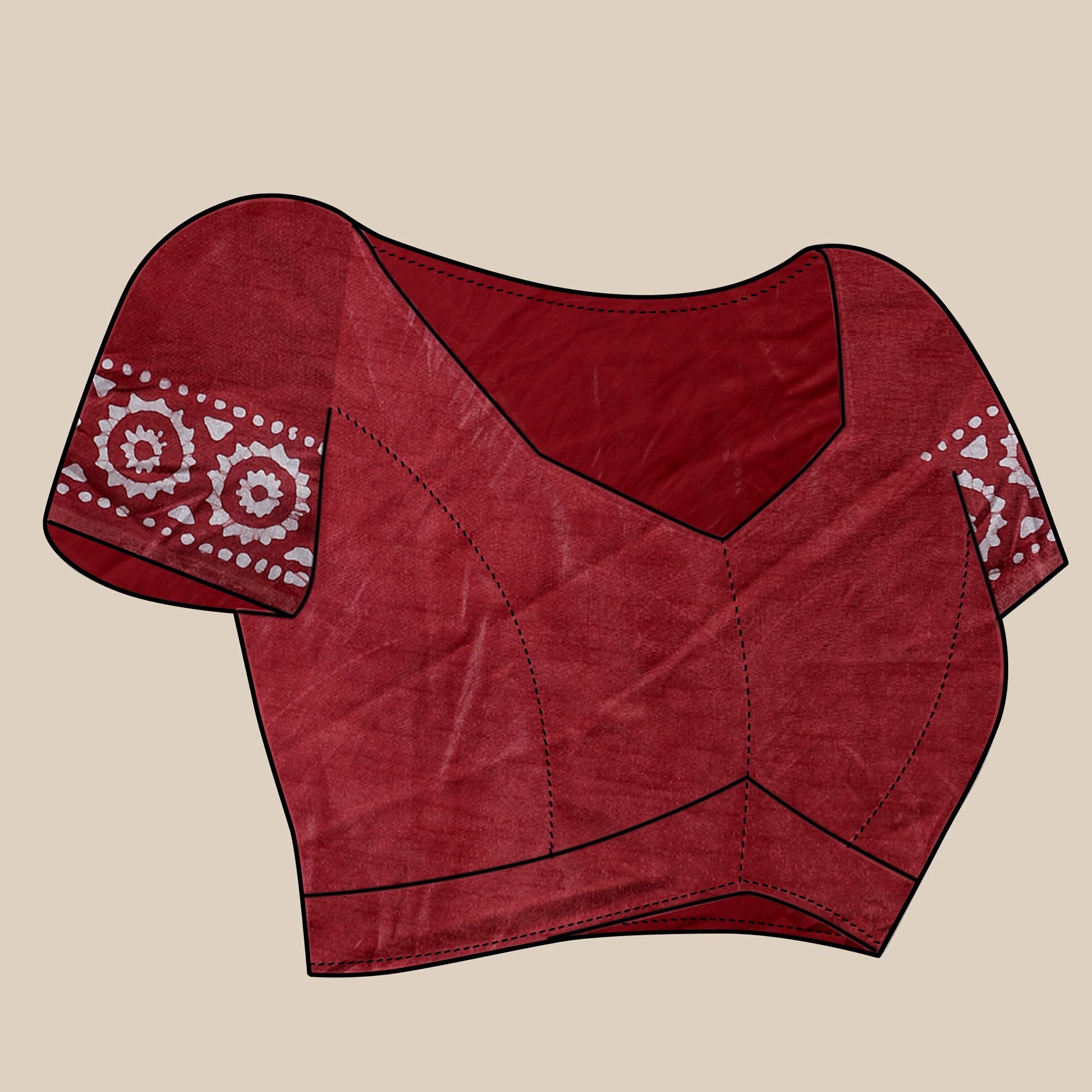 Vedant Vastram Designer Digital Print Batik Saree - Maroon