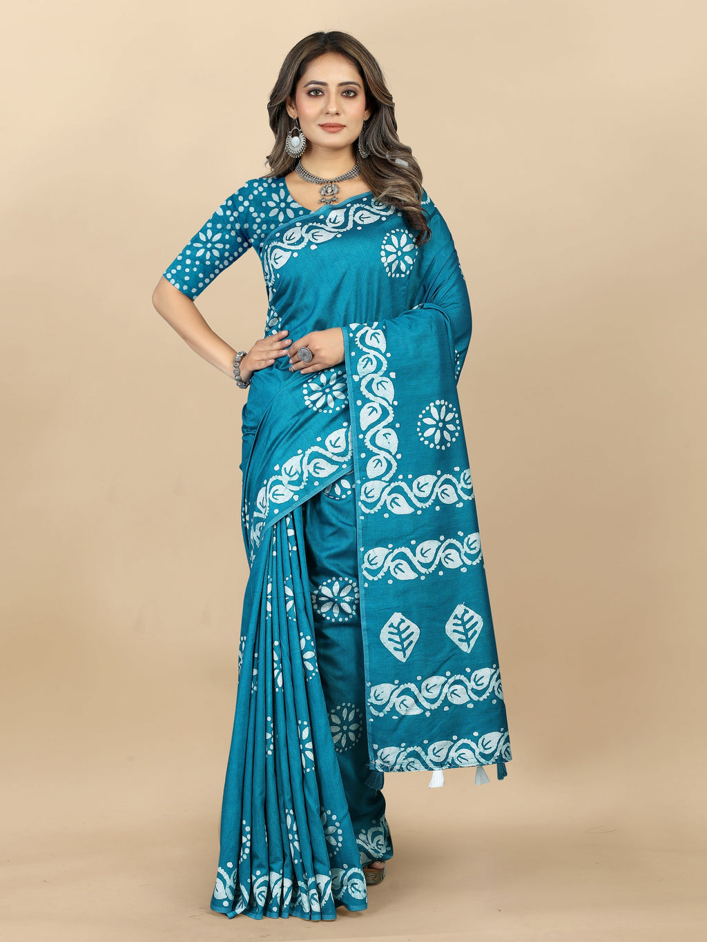 Vedant Vastram Designer Digital Print Batik Saree - Rama