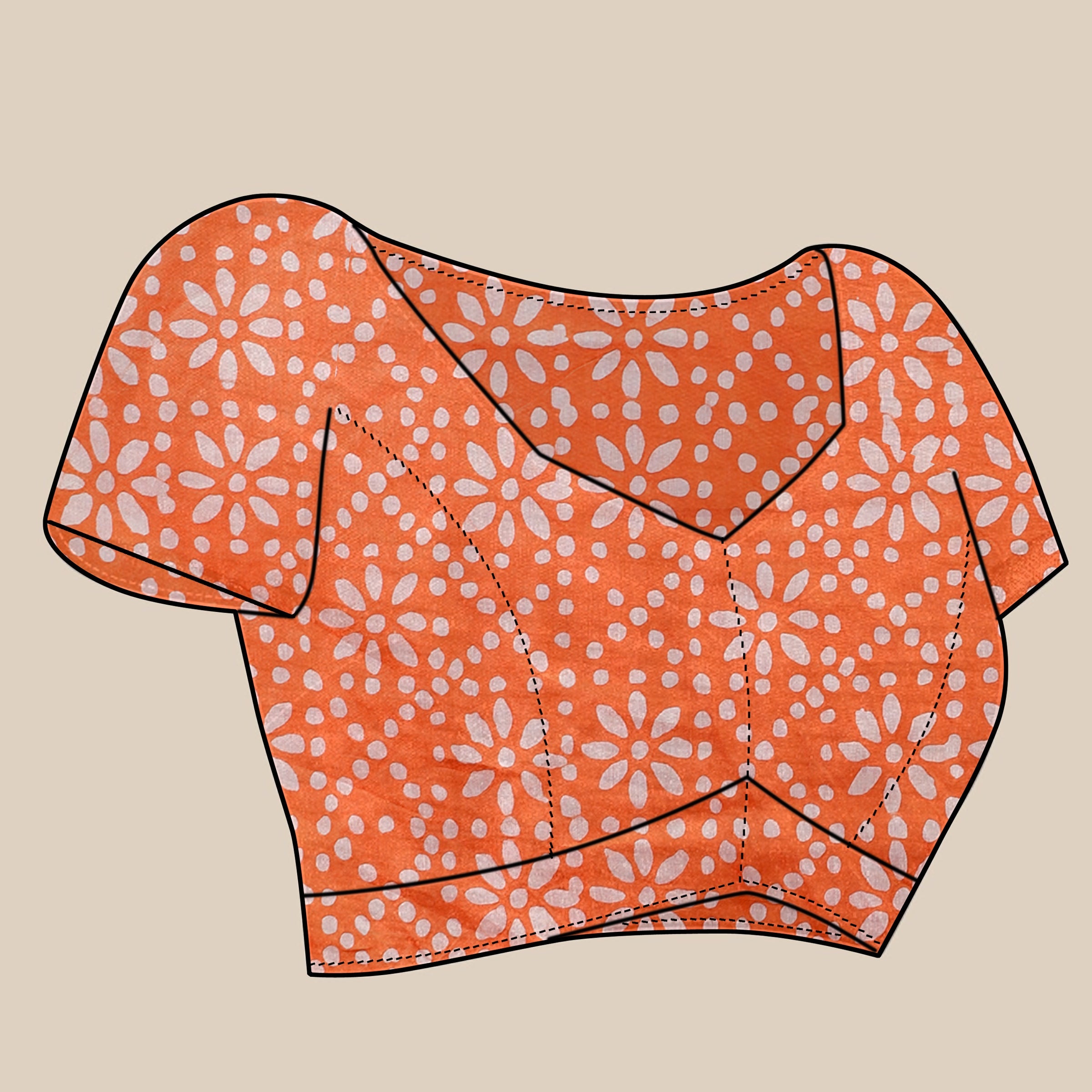 Vedant Vastram Designer Digital Print Batik Saree - Orange