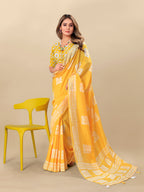 Vedant Vastram Designer Digital Print Batik Saree - Yellow