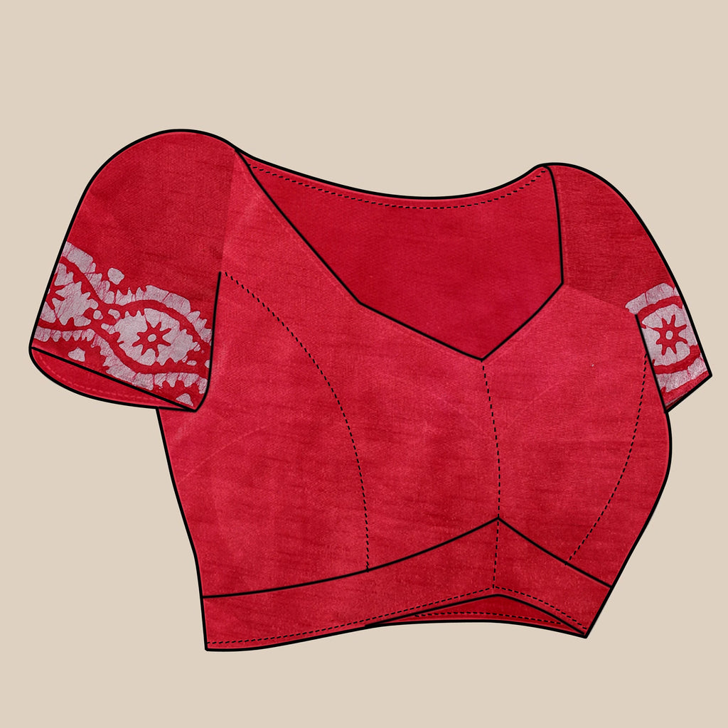 Vedant Vastram Designer Digital Print Batik Saree - Red