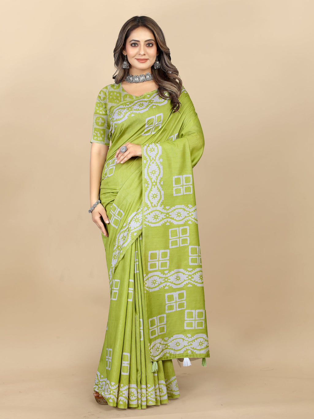 Vedant Vastram Designer Digital Print Batik Saree - Parrot