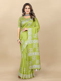 Vedant Vastram Designer Digital Print Batik Saree - Parrot