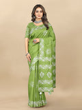 Vedant Vastram Designer Digital Print Batik Saree - Green