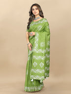 Vedant Vastram Designer Digital Print Batik Saree - Green