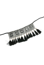 Mominos Fashion Johar Kamal Oxidised Silver-Plated Brass Finish Tassel Work Handicraft Choker For Women (Black) - Distacart