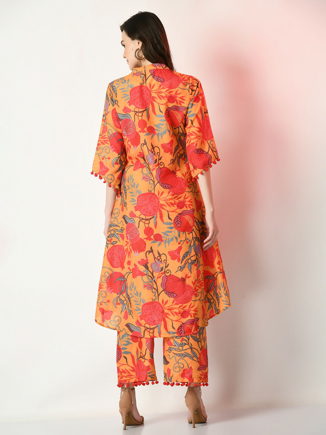 Myshka Women's Yellow Printed Kurta With Palazzos