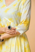 Joban Fashion Yellow Tie & Dye Kurta Pant Set - Distacart