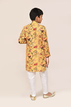 Joban Fashion Linen Cotton Yellow Kurta With Straight Fit Pant