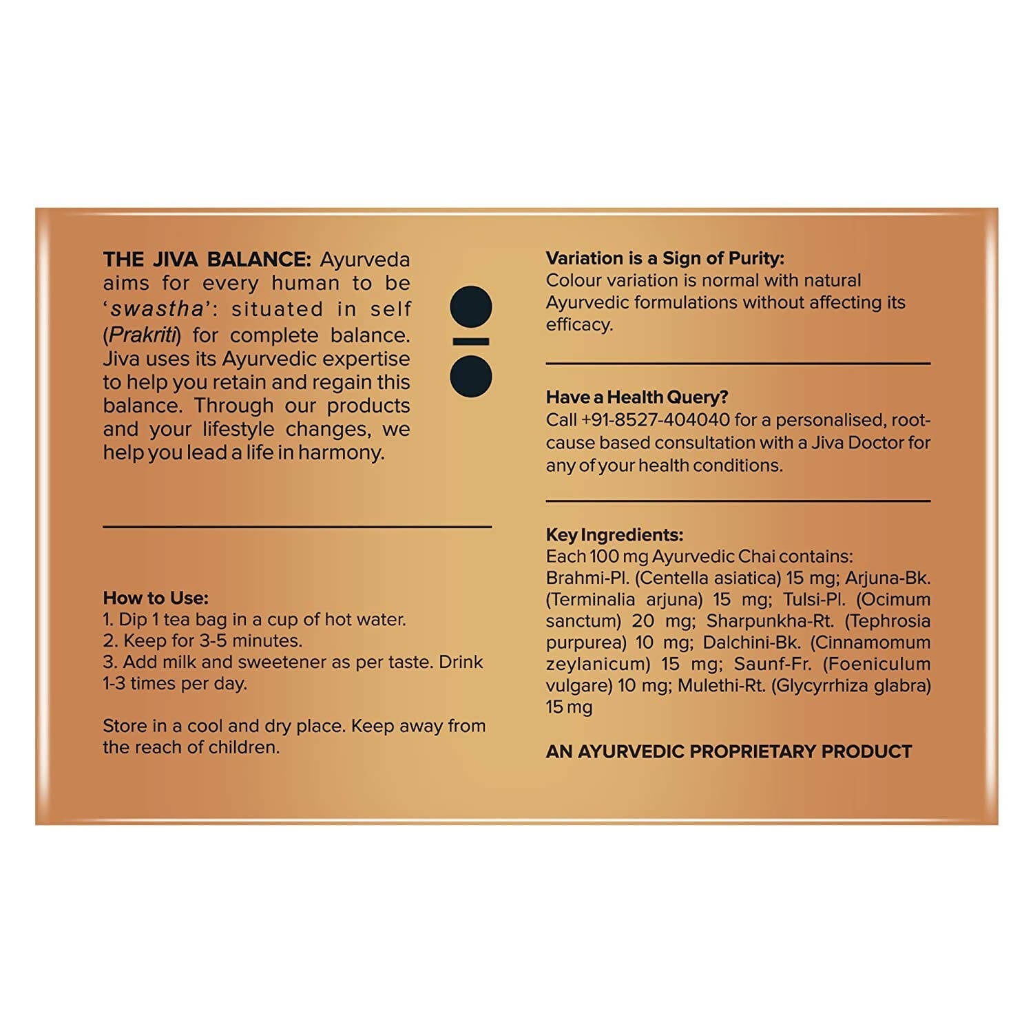 Jiva Ayurveda Ayurvedic Chai - Distacart
