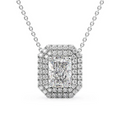 Cauer Elegant Radiant Moissanite Pendant Chain 14K Sterling Silver White Gold Plated - Distacart