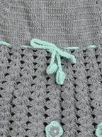 ChutPut Hand knitted Crochet Maharani Wool Dress For Baby Girls - Green