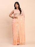 Shree Shyam Fashion Linen Cotton Peach Saree - Distacart