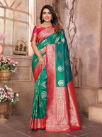Joban Fashion Green Banarasi Soft Silk Woven Saree - Distacart