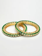 NVR Women's Set Of 2 Gold-Polished Kundan-Studded Bangles - Distacart