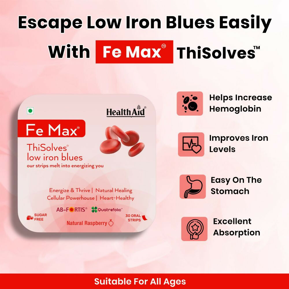 HealthAid Fe Max ThiSolves Oral Strips - Distacart