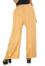 Mominos Fashion Moeza Reyon Cotton Golden Color Cut Work Palazzo