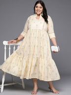 Ahalyaa Women's Traditional wear Ethnic Dress - Off White - Distacart