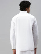 Ramraj Cotton Mens Full Sleeve Formal Poly Cotton White Shirt