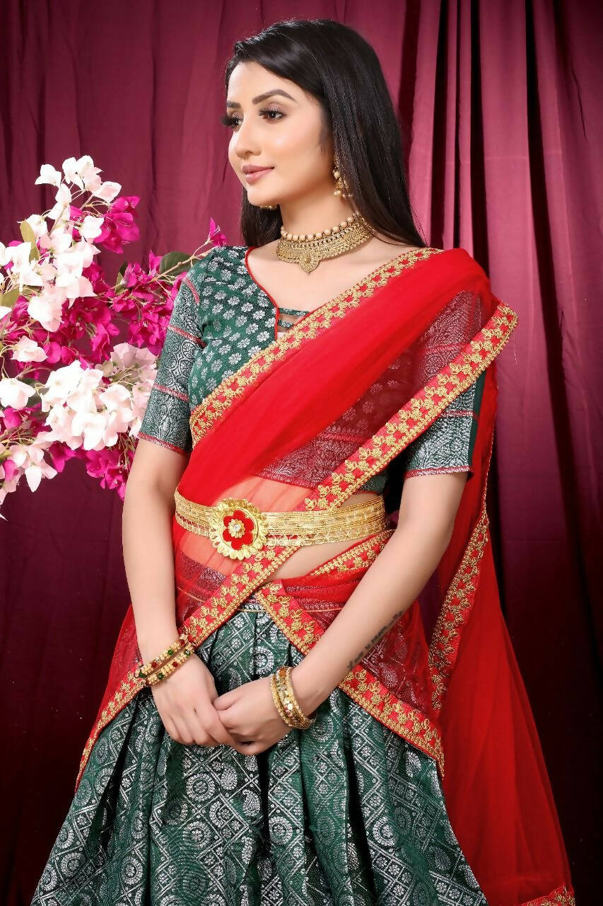 DEIANA'S Beautiful Pure Jari Silk Weaving Lehengha Choli - Green