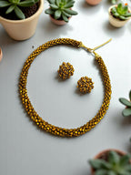 Inhanns Noor-E-Jalwa – Handmade Crystal Bead Necklace / Necklace With Earrings -Adjustable - Golden