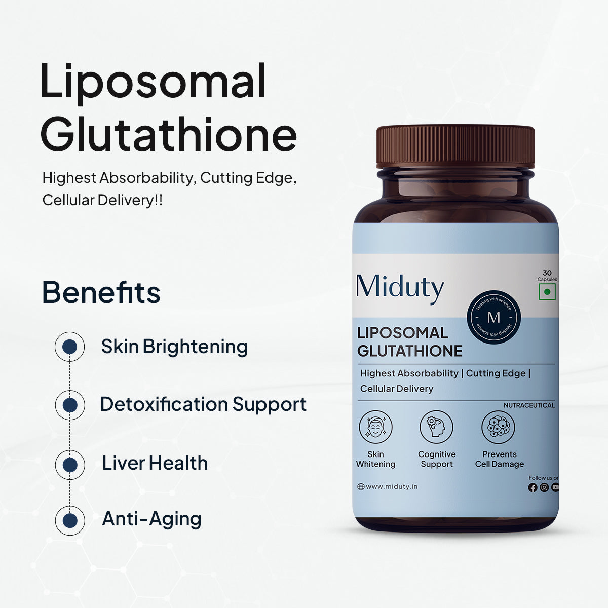 Miduty by Palak Notes Liposomal Glutathione Capsules - Distacart