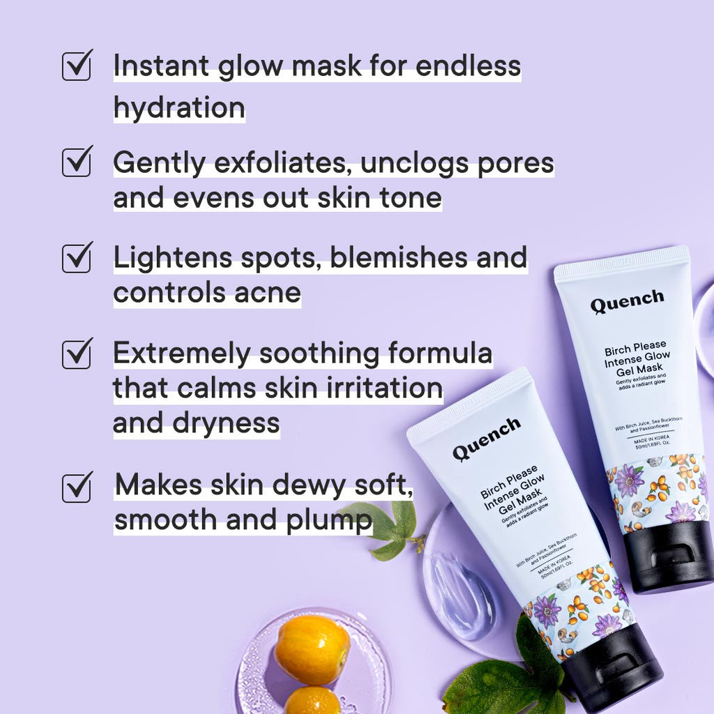 Quench Botanics Birch Please Intense Glow Gel Mask With with Licorice, Cherry Blossom, Grapefruit - Korean Skincare