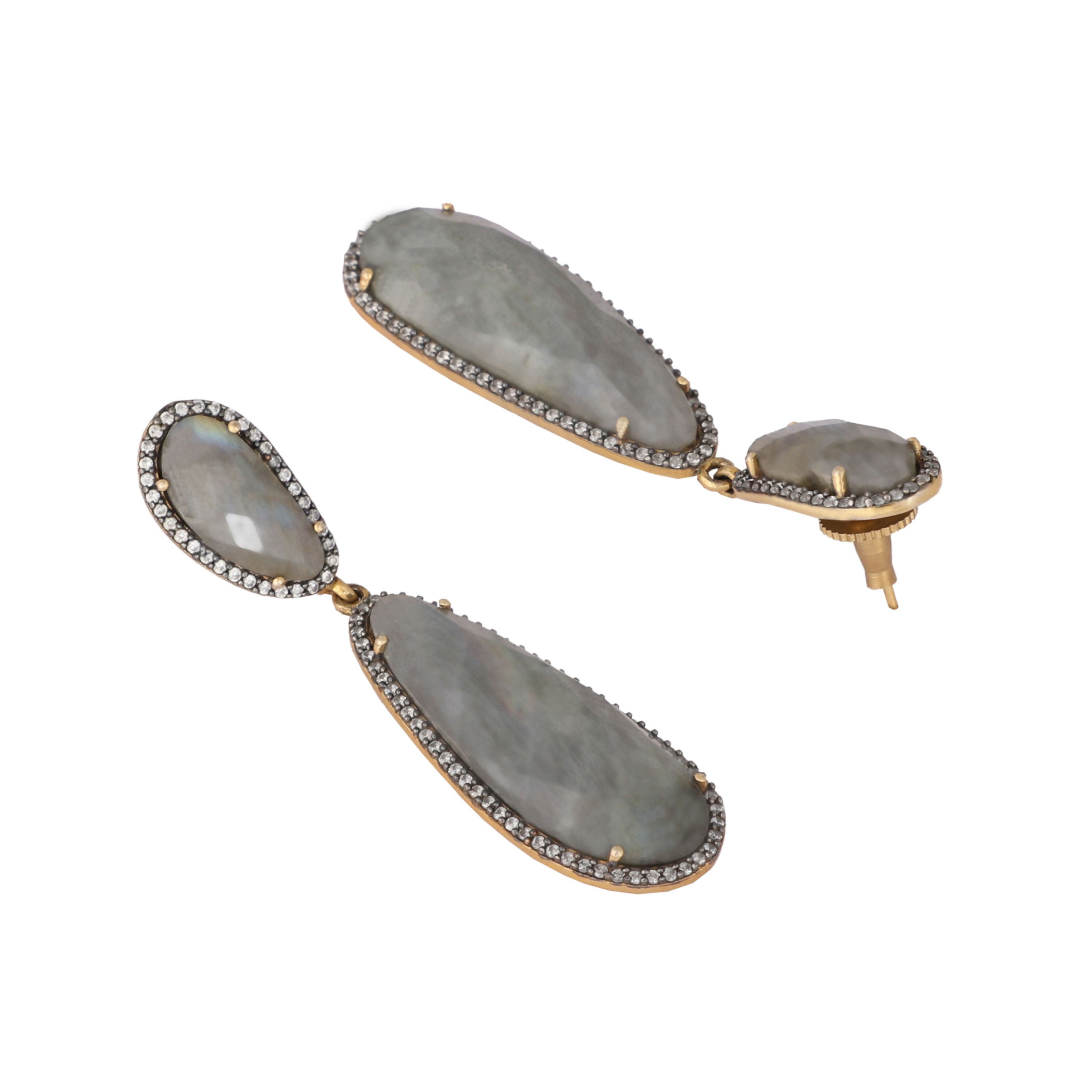 Nuyug 22K Gold Plated Labradorite Stone Contemporary Drop Earrings - Distacart