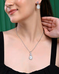VOJ Silver Plated White Stone With AD Stone Studded Chain Set