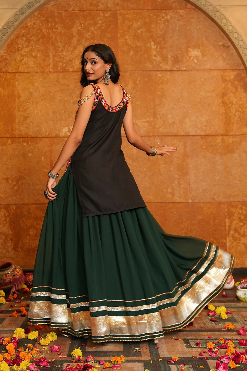 AI Fashion Green Georgette Designer Navratri Wear Lehenga Choli Collection