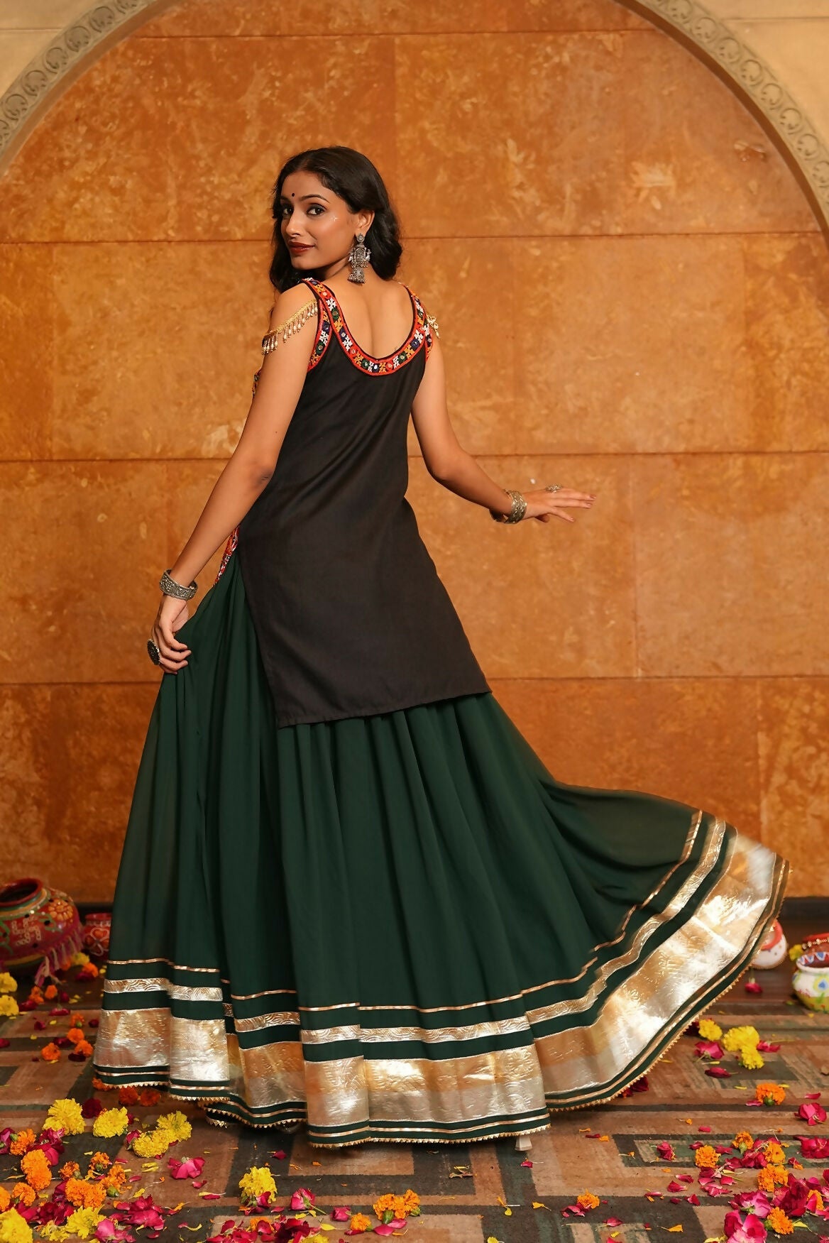 AI Fashion Green Georgette Designer Navratri Wear Lehenga Choli Collection
