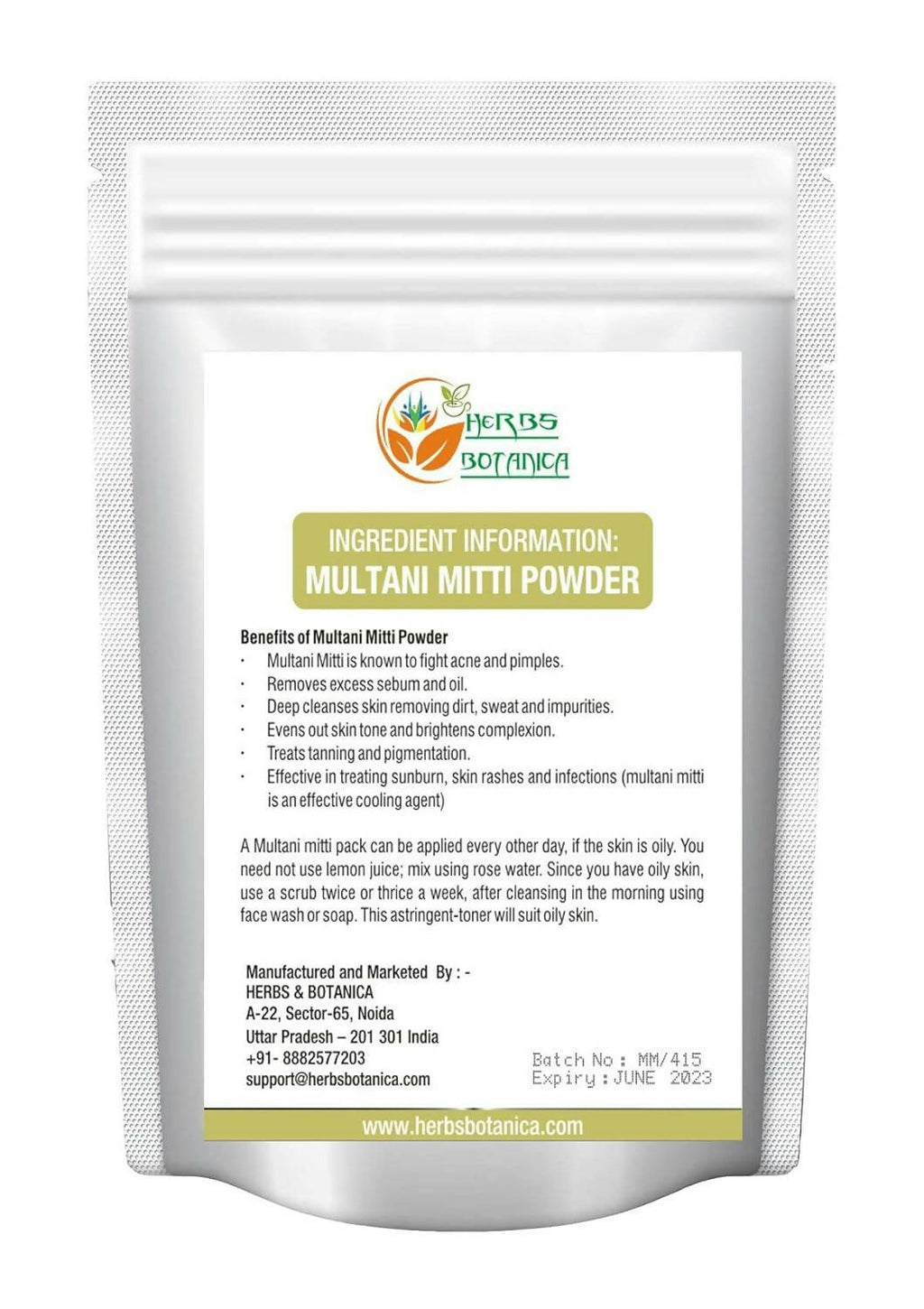 Herbs Botanica 100% Natural Multani Mitti Powder