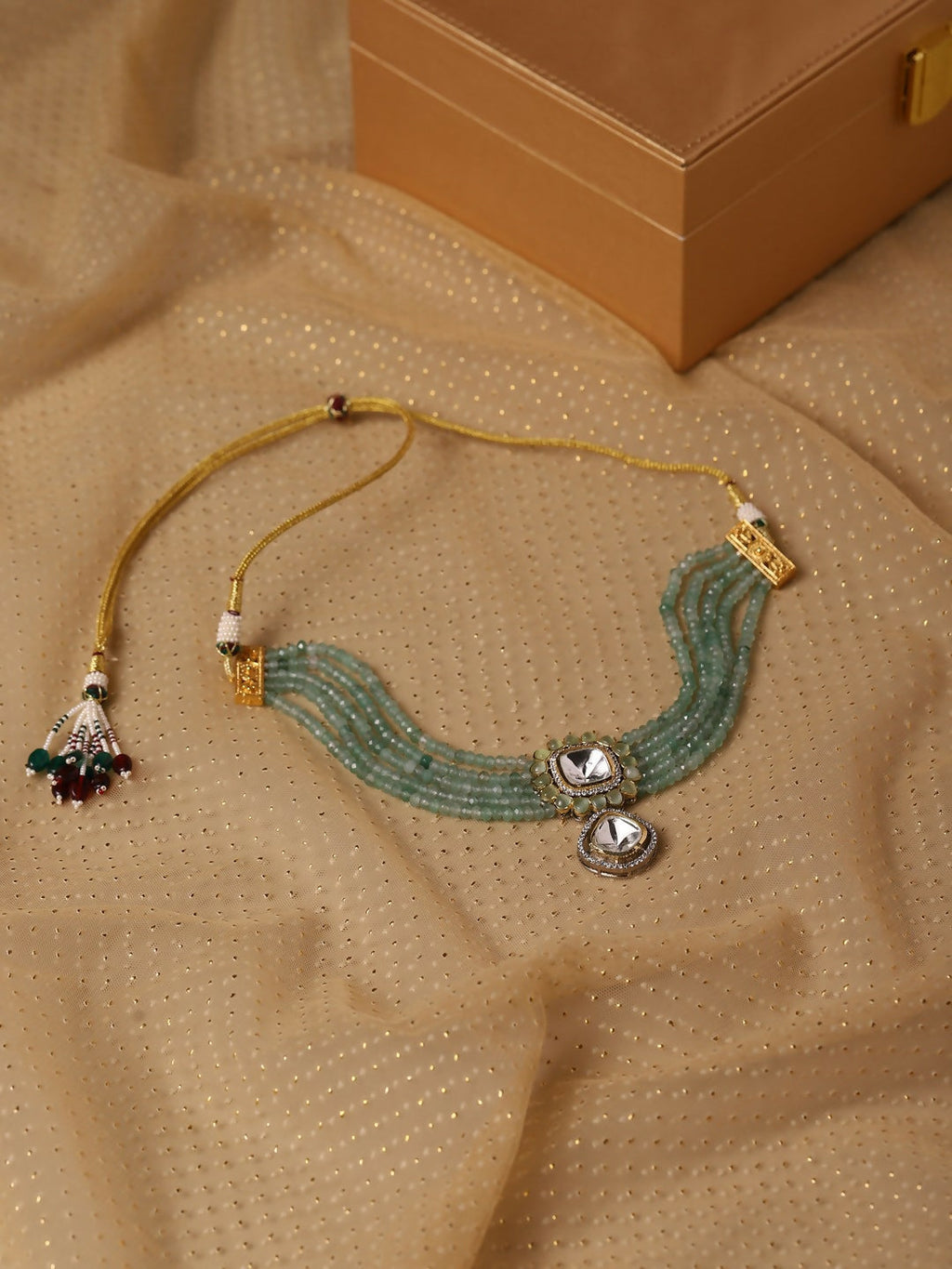 Green Kundan Choker - Ruby Raang