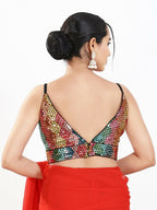 Joban Fashion Black Multi Sequin Padded Blouse With V Neck Sleeveless - Distacart