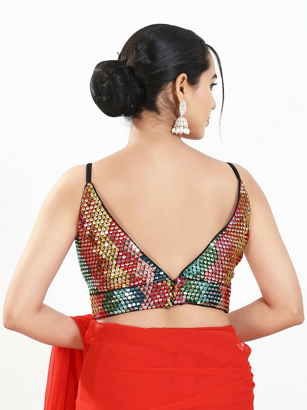 Joban Fashion Black Multi Sequin Padded Blouse With V Neck Sleeveless - Distacart
