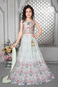 Kids Wedding Designer Ofwhite Fox Georgette Lehenga Choli - Aaradhna