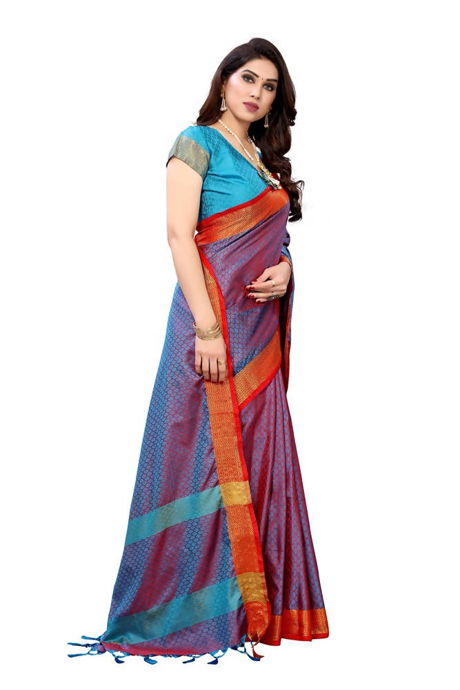 Vamika Banarasi Jacquard Weaving Rama Green Saree