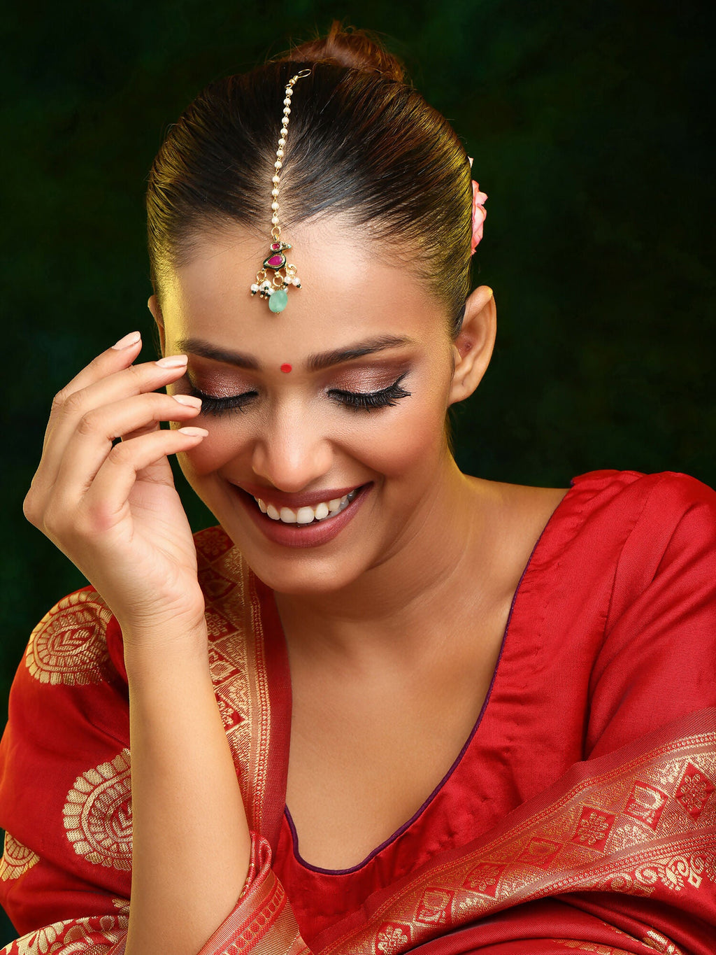 Ruby Raang Multi-Color Kundan Maang Tikka - Distacart