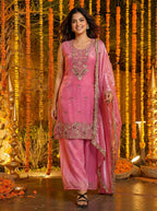 Teeya Creation Pink Fendy Silk Beads Work Designer Wedding Wear Salwar Suit - Distacart