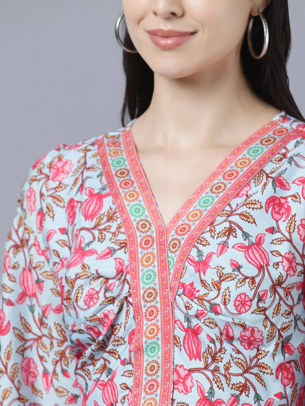 Myshka Women Red Printed Pure Cotton Maxi Dress - Distacart