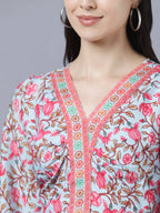 Myshka Women Red Printed Pure Cotton Maxi Dress - Distacart
