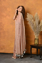 Very Much Indian Pure Mul Cotton Handloom Saree - Khakhi - Distacart
