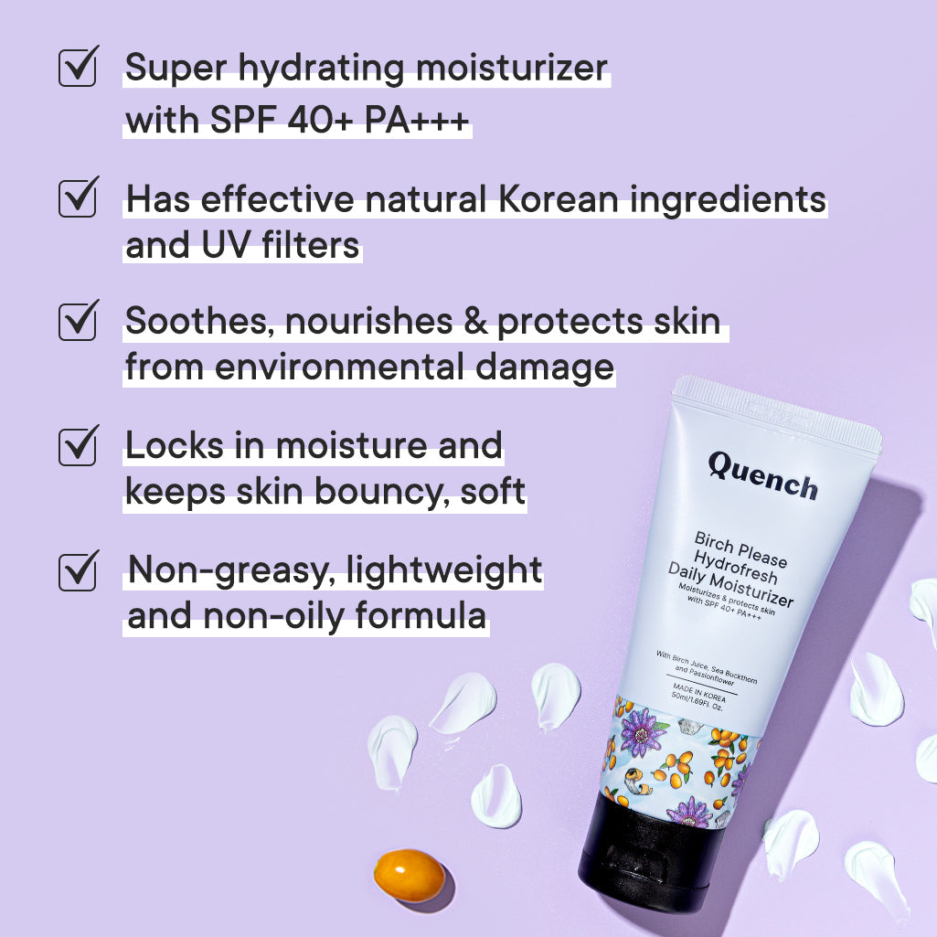 Quench Botanics Birch Please Hydro Fresh Daily Moisturizer With SPF 40+ PA++ - Korean Skincare